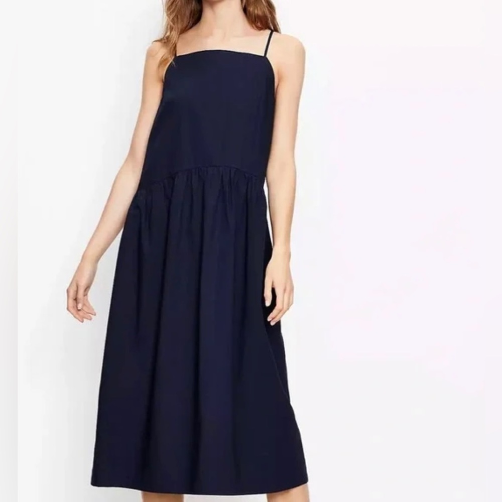 LOFT Halter Neck Adjustable Spaghetti Strap Midi Dress